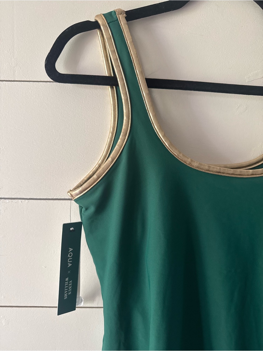 Aqua x Venus Williams Green Tank Dress with Gold Trim - Picture 3 of 9